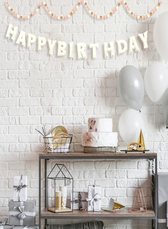 Mindsoft 2 Pcs 118 Inch Pre Strung Happy Birthday Felt Banner with Ball Garland Reusable Natural Handmade Letters & Balls for Birthday Sign Decorations Party Decor Photo Prop(Bohemia Color) - Image 4