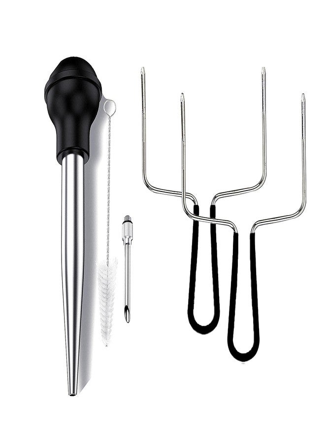 TIYOORTA Good Grip Turkey Lifters and Baster Set, 3-Piece Thanksgiving Turkey Serving Set, 2-Prong Poultry Forks, Easily Lift Large Meats - Image 1