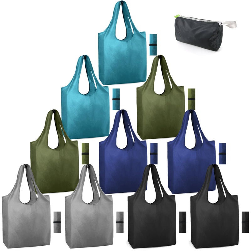 BeeGreen DIY Reusable Grocery Bags Bulk 10 Pack Reusable Shopping Bags XLarge 50LBS Machine Washable Kitchen Reusable Bags Heavy Duty Foldable Tote Bags w Handles for Shopping