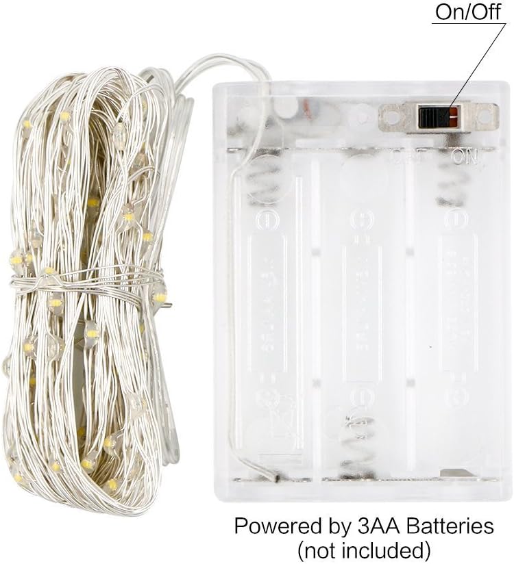 ANJAYLIA (3Meters, White) - 10Ft/3M 30leds Light String Festival Decoration Wire String Light Battery operated on(White) - Image 5