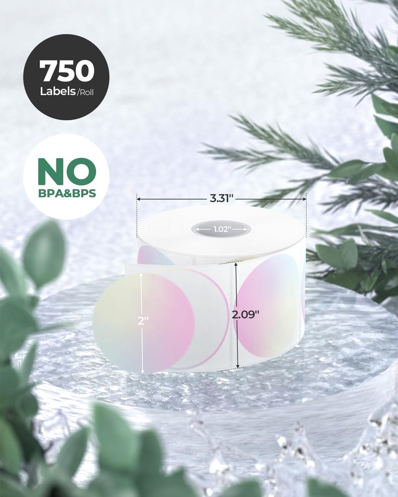 MUNBYN 2 Inch Round Thermal Labels, Direct Thermal Printer Labels for Small Businesses, DIY Logo Design, 750 Sheets/1 Roll - Image 2