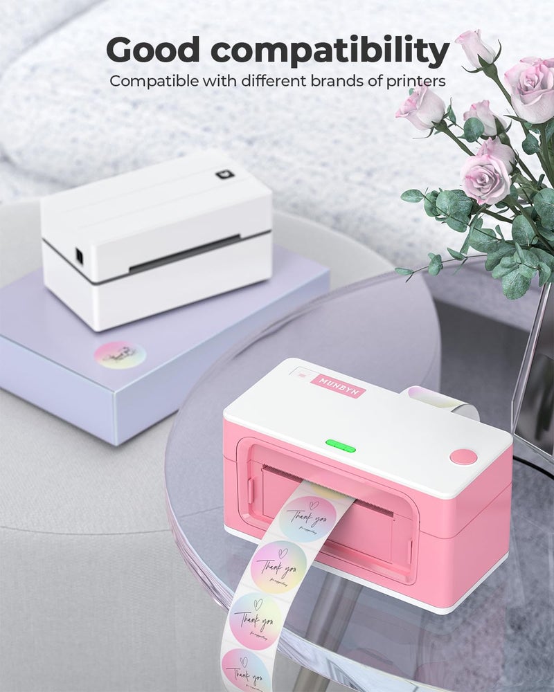 MUNBYN 2 Inch Round Thermal Labels, Direct Thermal Printer Labels for Small Businesses, DIY Logo Design, 750 Sheets/1 Roll - Image 3