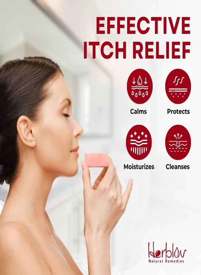 Herblov Calamine Soap Bar for Itching - All Natural Instant Itch Relief - Calming Calamine Soap for Itchy Skin, Insect Bite, Eczema, Ivy Rash, Chicken Pox - Pure Raw Anti-Itch Defense Cleansing Skincare - Image 4