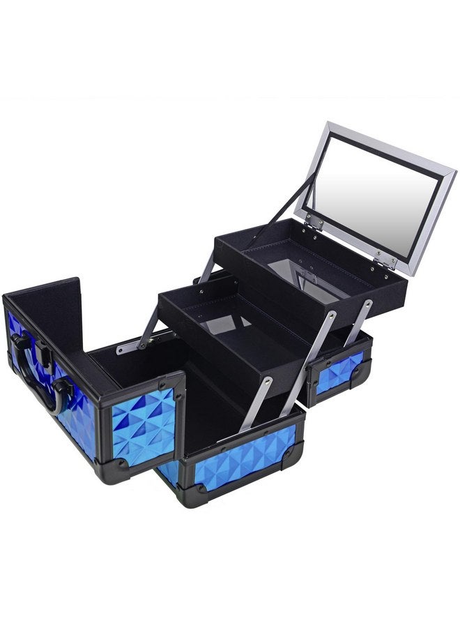 SHANY Chic Makeup Train Case Cosmetic Box Portable Makeup Case Cosmetics Beauty Organizer Jewelry storage with Locks, Multi trays Makeup Storage Box with Makeup Mirror - Peacock Blue - Image 5