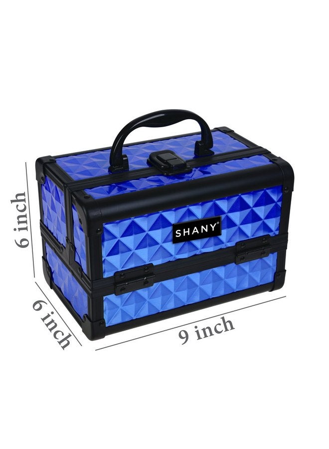 SHANY Chic Makeup Train Case Cosmetic Box Portable Makeup Case Cosmetics Beauty Organizer Jewelry storage with Locks, Multi trays Makeup Storage Box with Makeup Mirror - Peacock Blue - Image 3