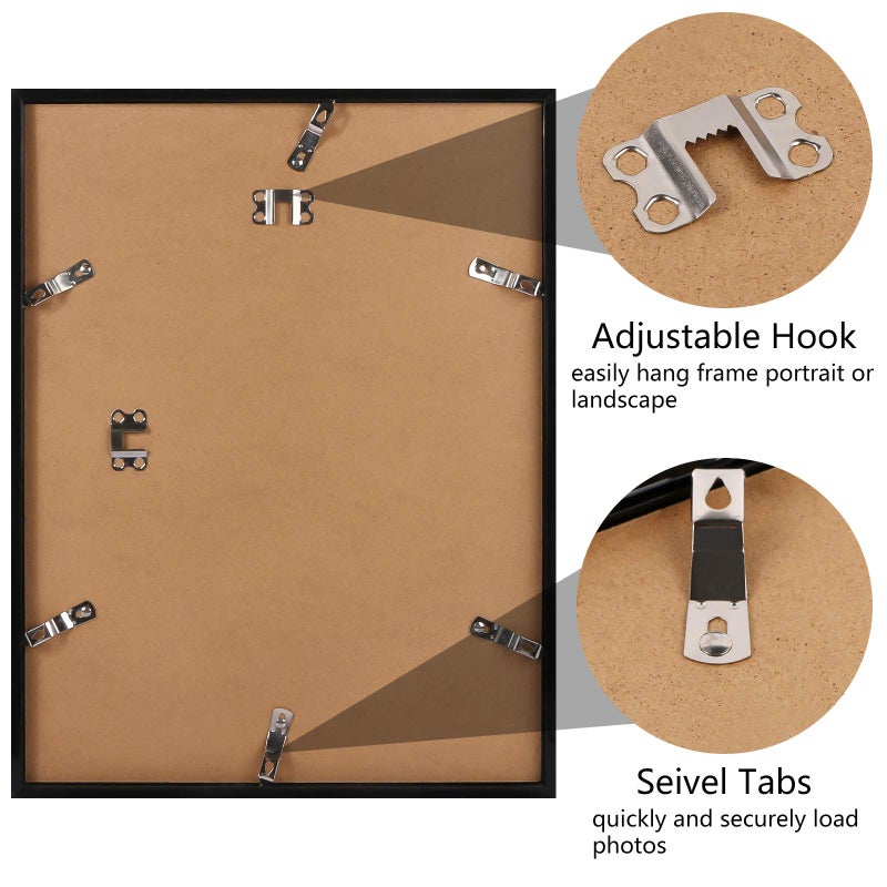 Teqooza 12x16 inch Picture Frames  Compatible With 30x40 cm Without Mat  for Arts or Photos or Posters  Black Frame with Acrylic Protection and Hanging Kit  Pack of 1 - Image 3