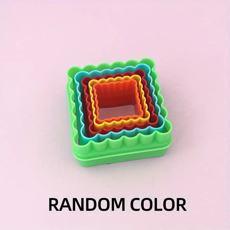 Square 5pc Plastic Cookie Cutter Set For Baking Cake Bread Decorating Tools - Image 5