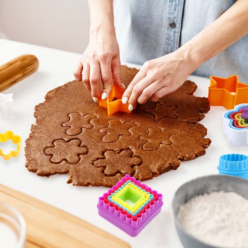 Square 5pc Plastic Cookie Cutter Set For Baking Cake Bread Decorating Tools - Image 2