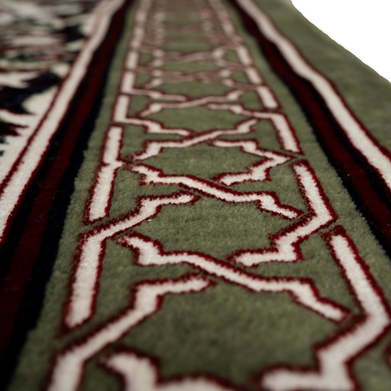 Modefa Turkish Islamic Prayer Rug - Multi Person Janamaz Sajada for Family or Large Gathering & Group Praying Carpet - Wide Plush Velvet Praying Mat Mihrab (5 Person Green) - Image 4