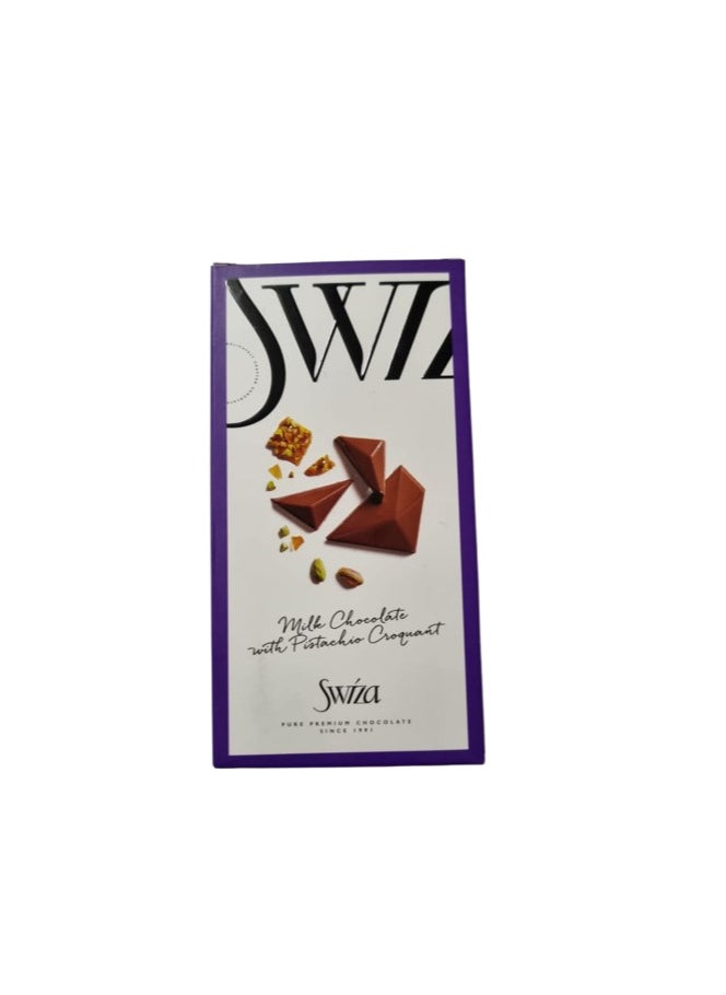 Swiza - Milk Chocolate with Pistachio Croquant100gm - Image 1