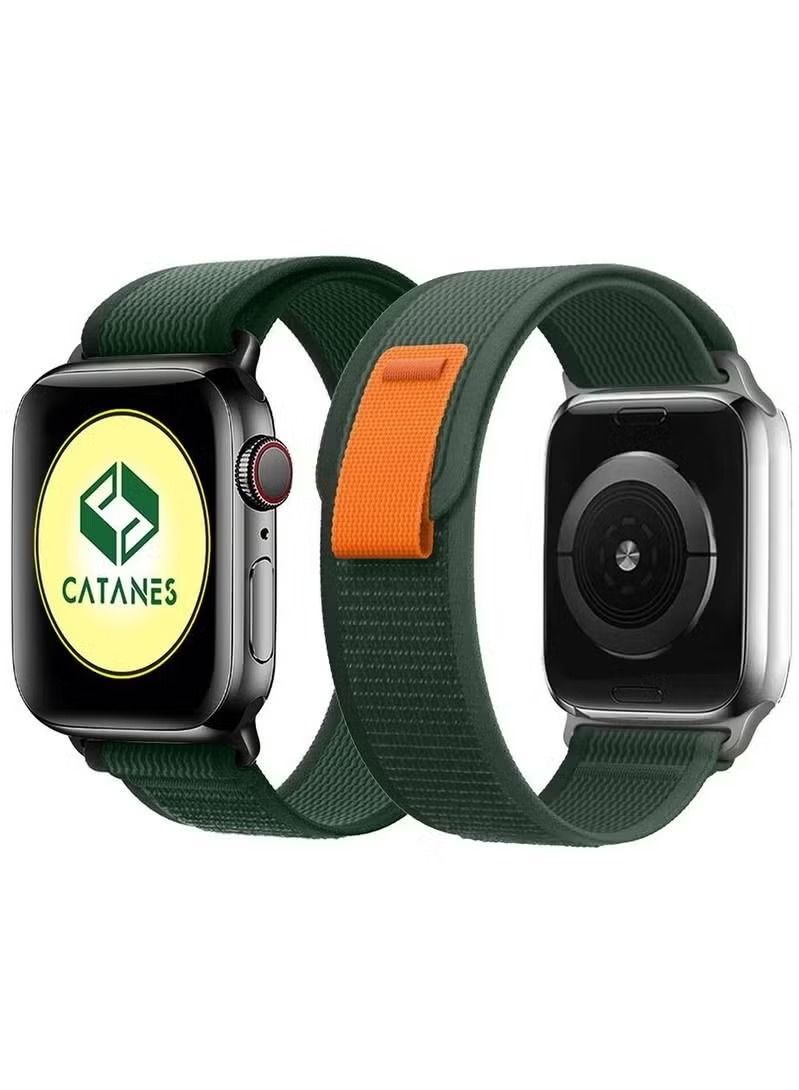 vesus apple watch trail Band 38mm 40mm 41mm Nylon Woven sport strap for iwatch series Ultra/8/7/SE/6/5/4/3/2/10 Navy Green