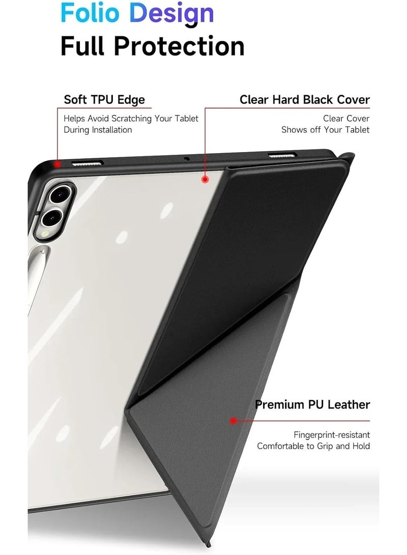 general Protective case compatible with Samsung Galaxy Tab S11 Ultra 14.6-inch 2025 tablet, featuring a tri-fold magnetic transparent back cover with a pen slot and auto sleep/wake functionality. - Image 3