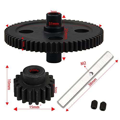 Share Goo ShareGoo Metal Spur Diff Differential Main Gear 62T & 17T Pinion Motor Gear Center Reduction Compatible with WLtoys 12428 12423 1/12 RC Crawler Car - Image 4