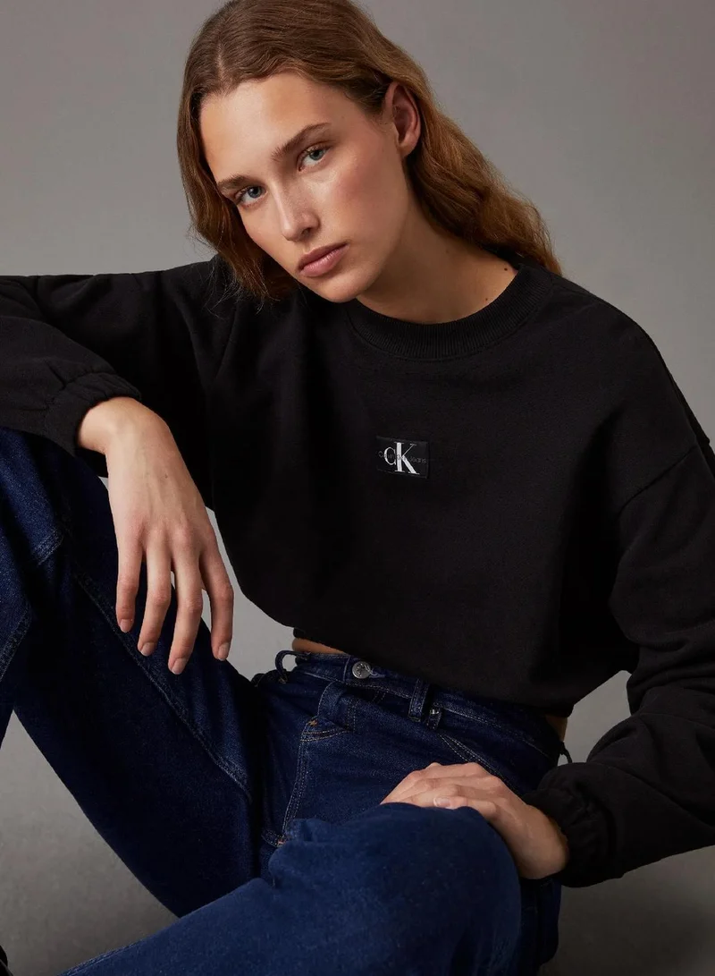 Calvin Klein  Cropped Cotton Terry Sweatshirt for Women | Best Price UAE