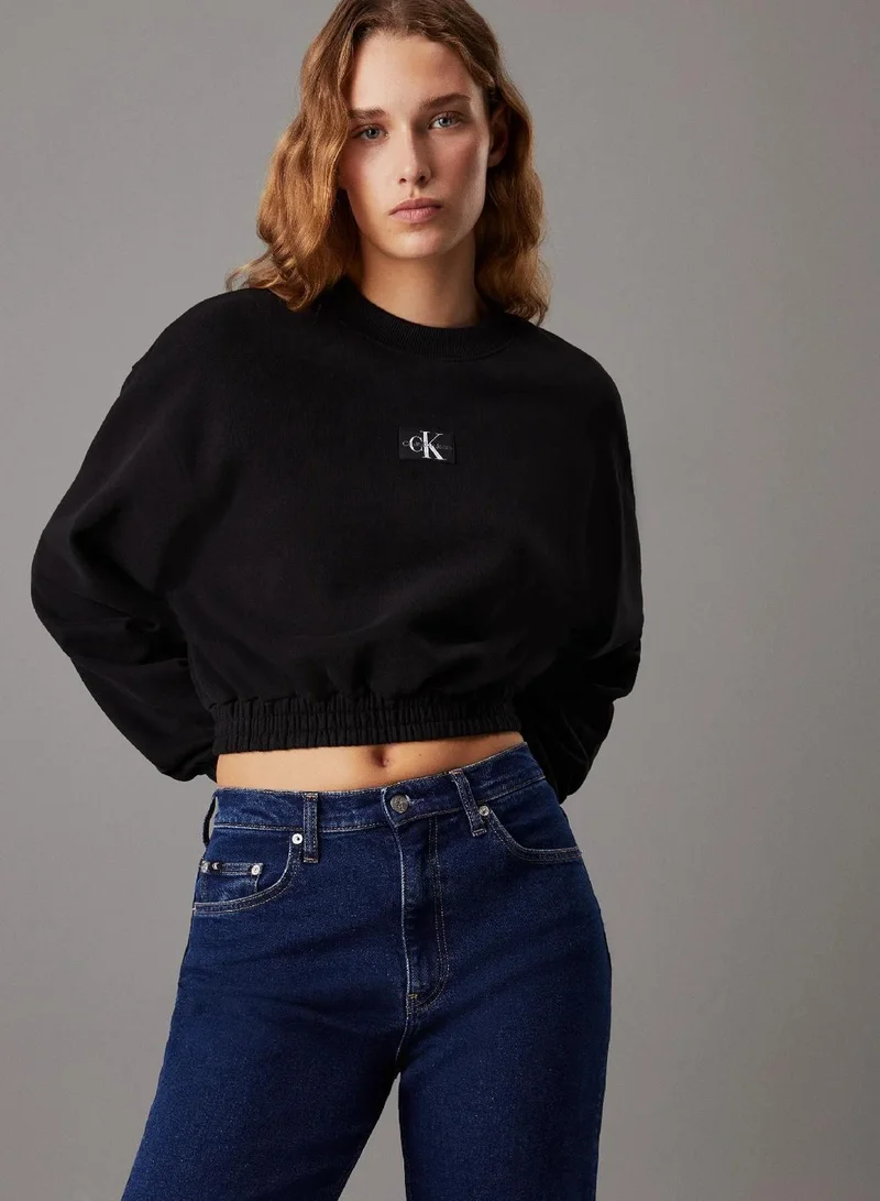 Cropped Cotton Terry Sweatshirt