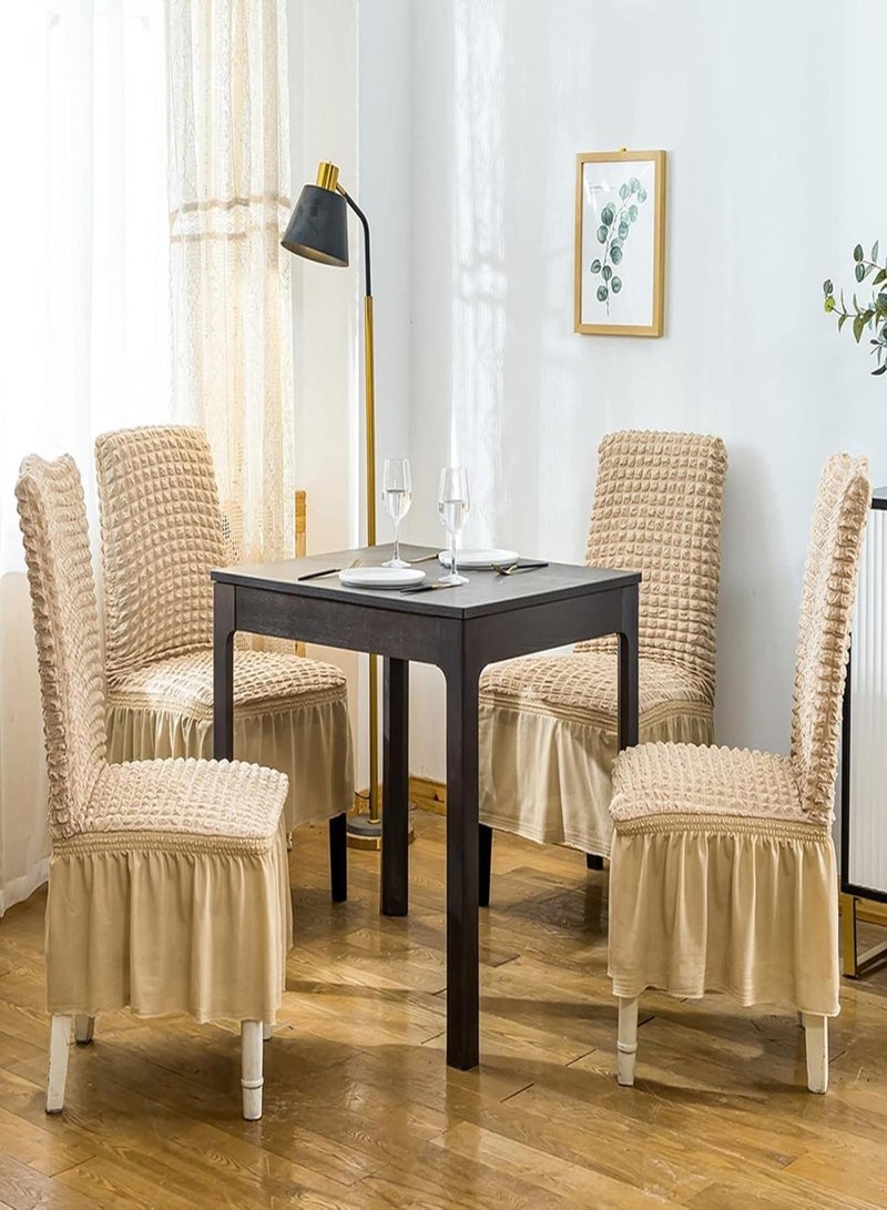 GOOTOY Dining Room Chair Covers with Long Skirt Chair Cover Set of 6 Chair Slipcover Elastic Removable Machine Washable Chair Protector Soft Touch Seat Covers for Dining Room Banquet Party Home Decoration  - Image 2