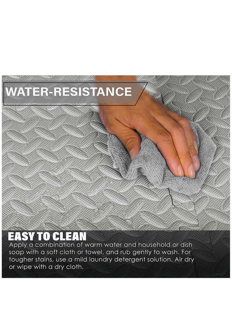 سجادات صالة الألعاب الرياضية للياقة البدنية المتشابكة| 16 قطعة من سجادة الأرضية اللغز| سجادات إسفنجية EVA مقاس 12 × 12 بوصة، سجادات أرضية واقية - Image 4