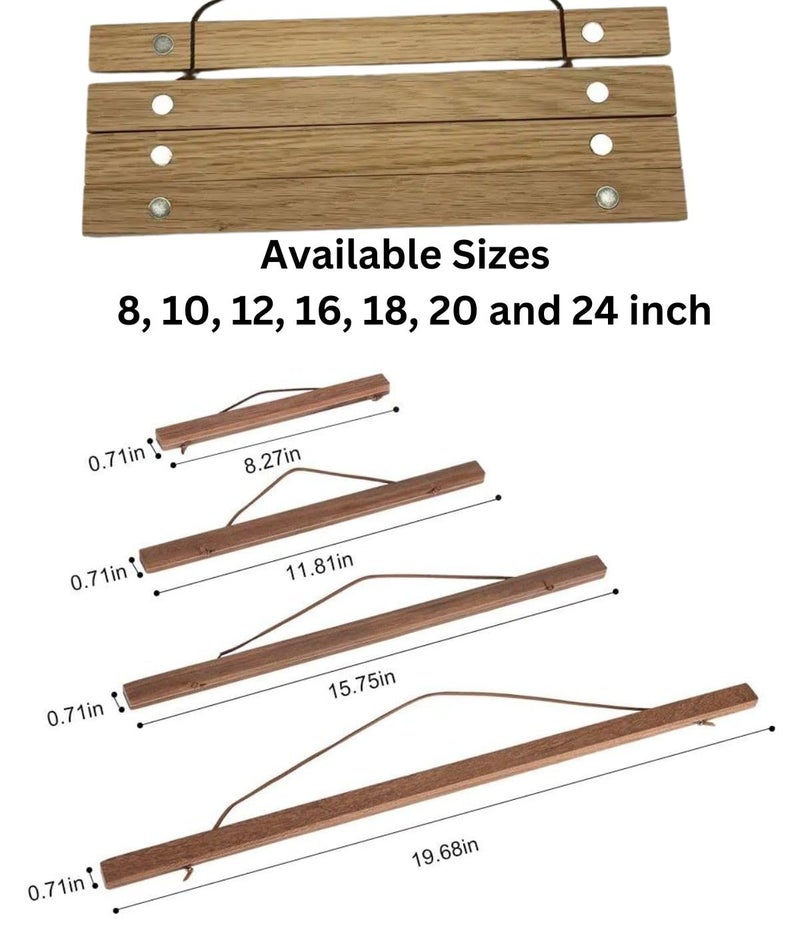 SNOOGG 16 inch Wide Magnetic Poster Hanger Frame, 16x16, 16x20, 16x24 wood Frame for Posters, Prints, Photos, Pictures, Maps, and Artwork - Wall Hanging Wooden Frame With 2 Self Adhesive Hooks - Image 4
