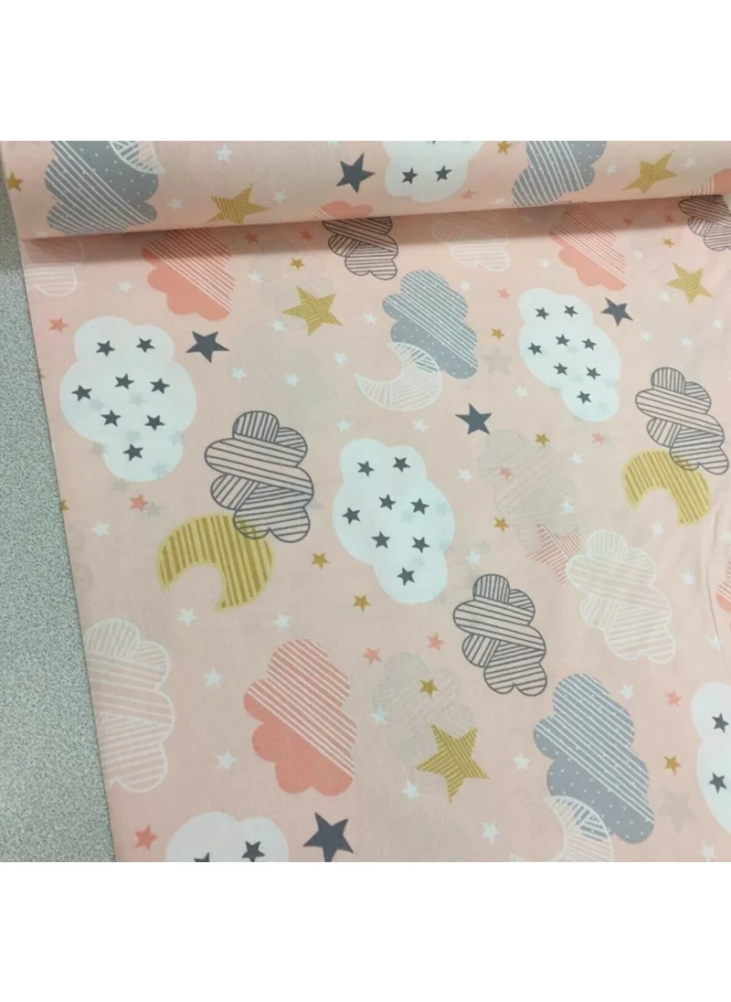 Bebek Özel Baby Special 100% Cotton Baby and Kids Elastic Bed Sheet Salmon Cloudy 40 x 80 cm