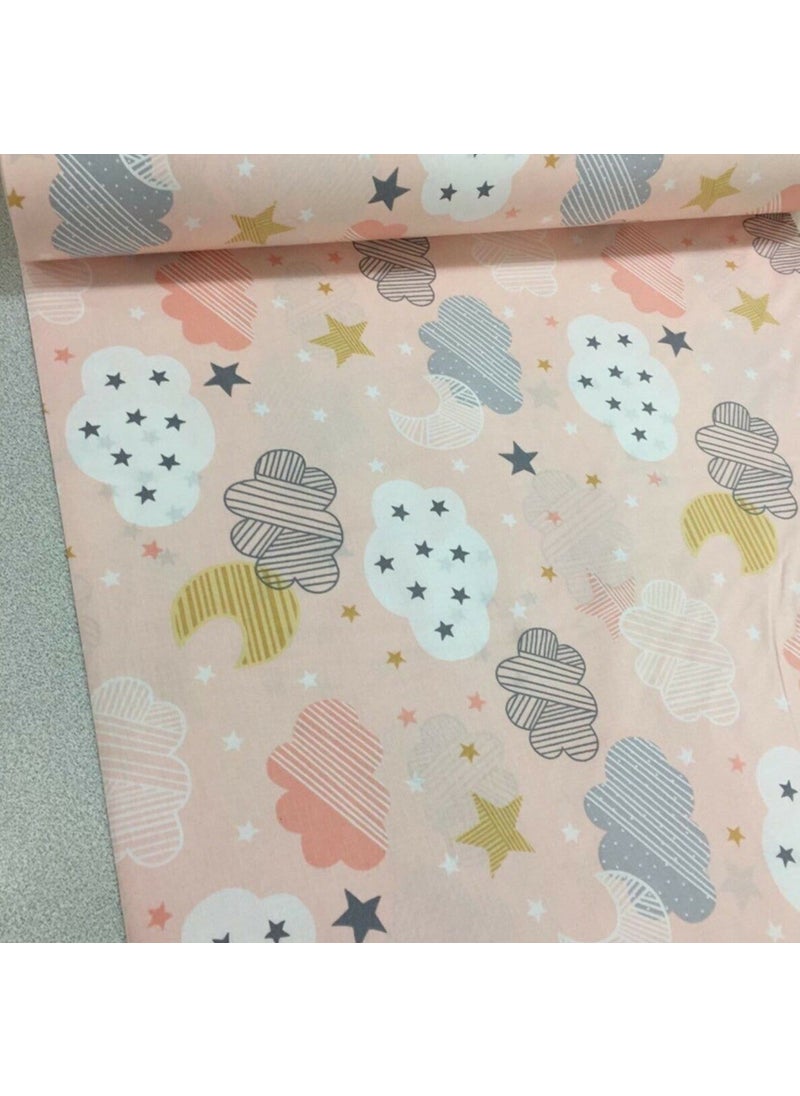 Bebek Özel Baby Special 100% Cotton Baby and Kids Elastic Bed Sheet Salmon Cloudy 40 x 80 cm  - Image 2