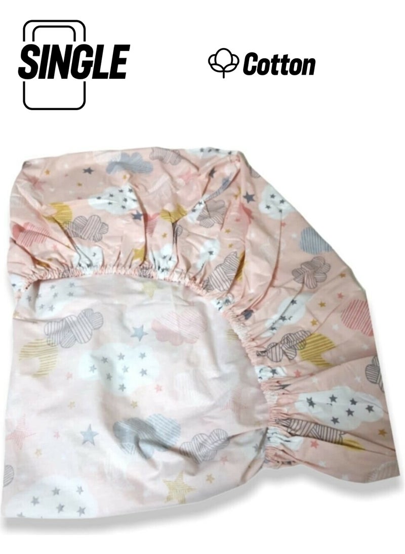 Bebek Özel Baby Special 100% Cotton Baby and Kids Elastic Bed Sheet Salmon Cloudy 40 x 80 cm  - Image 1