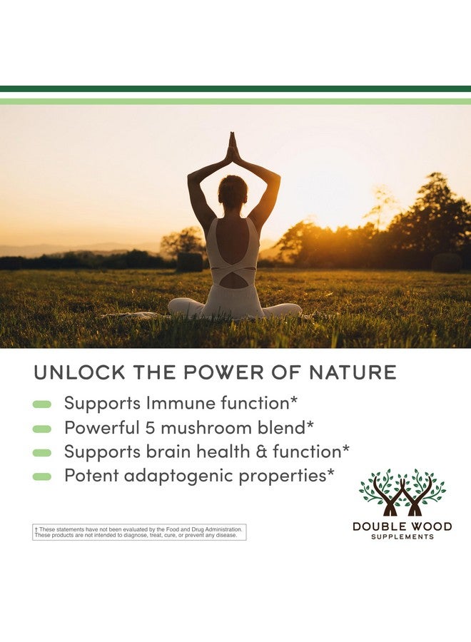 Double Wood Supplements Mushroom Gummies Supplement 60 Count - 2,500mg Equivalent from 250mg Lions Mane, Cordyceps, Reishi, Chaga, and Turkey Tail 10:1 Extracts Per Serving (for Immune Support) - Image 5