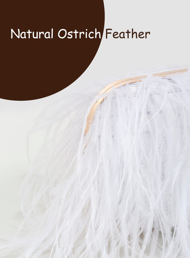 Menurra Women Real Natural Ostrich Feather Evening Bags Purses Clutch Vintage Banquet Handbag (white) - Image 3