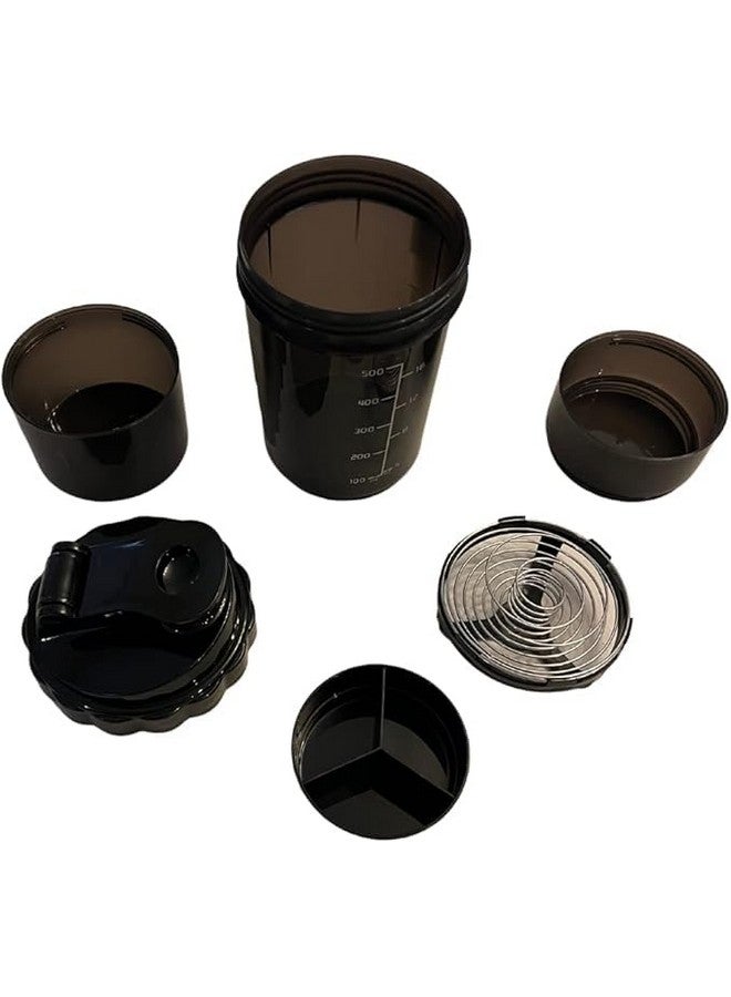 DEEDECORWAVE DEEPTECH Expertise 5 Piece Shaker Bottle Set (500 ML) with Pill & Supplement Divider, Leak-Proof, Dishwasher Safe, Perfect for Gym Workouts, Protein & Nutrient Mixing - Image 2