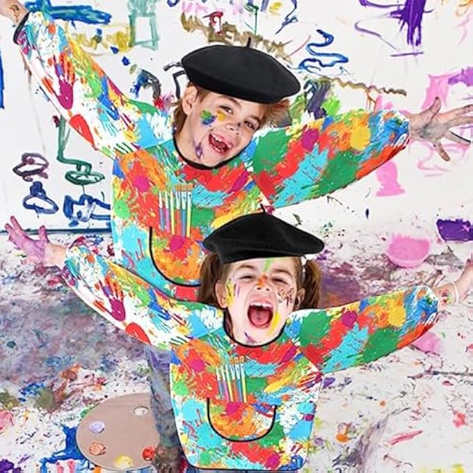 صورة العلامه ساحة رسم Aputue للأطفال ، سموك فني طويل الأكمام مقاوم للماء مع جيب للرسم ، الحرف اليدوية ، ساحة أطفال قابلة للتعديل للأعمار من 3-6 سنوات (100-120 سم) ، مثالية للفخار والخبز والأنشطة المدرسية - Image 3