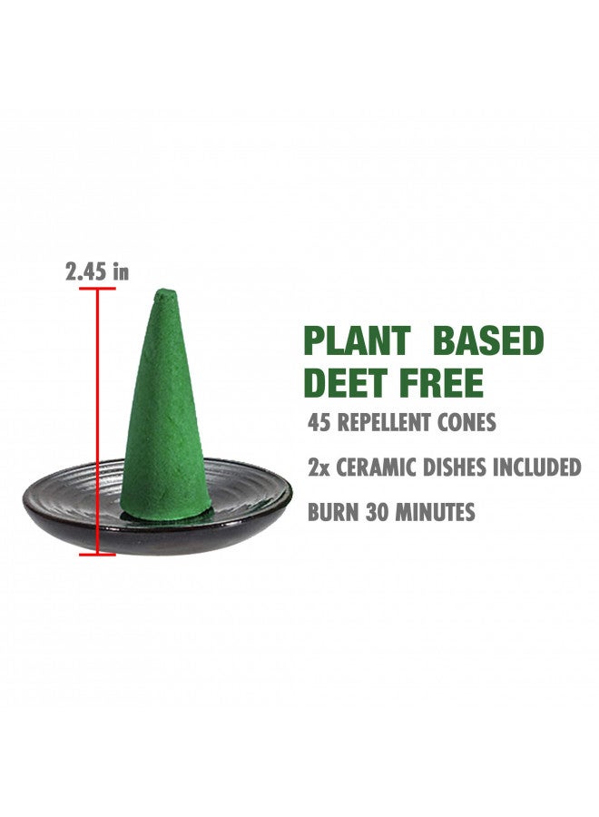 Mosquito Guard Mosquito Guard 45pcs Mosquito Repellent Incense Cone with 2 Ceramic Dishes - Mosquito Repellent for Patio No Deet Plant Based Mosquito Repellent Outdoor  - Image 1