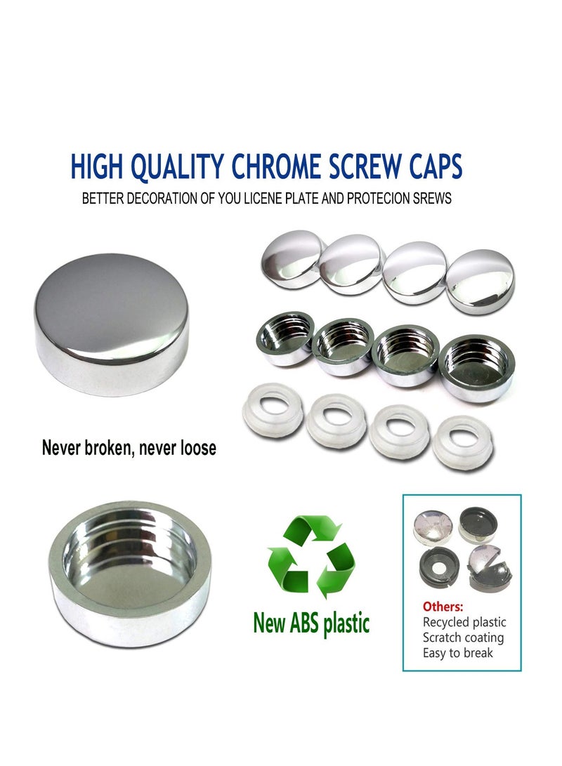 Excefore Anti Theft License Plate Screws Set Stainless Steel Bolts Fasteners Kits for Car Tag Frame 1/4" M6 Security Screw Set with Rust Proof Chrome Screw Caps Cover Tamper Resistant Mounting Hardware - Image 4