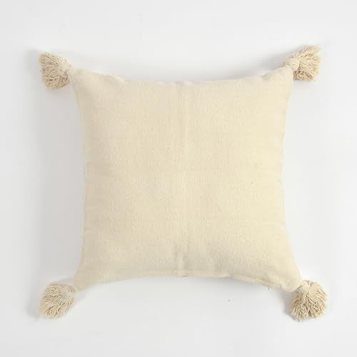 SASHAA WORLD 100% Cotton Cushion Covers with Tassels/Decorative Throw Pillow Set of 2 (45x45 cms, White) - Image 4