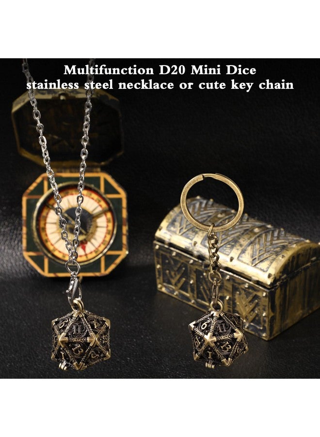 Syhood Syhood Mini Dice Set 7 Pcs Tiny Small Metal Dice Set Hollow D20 Necklace Case Keychain Role Playing Table Games Portable Teacher Gift Mother Gift(Antique Gold)  - Image 4