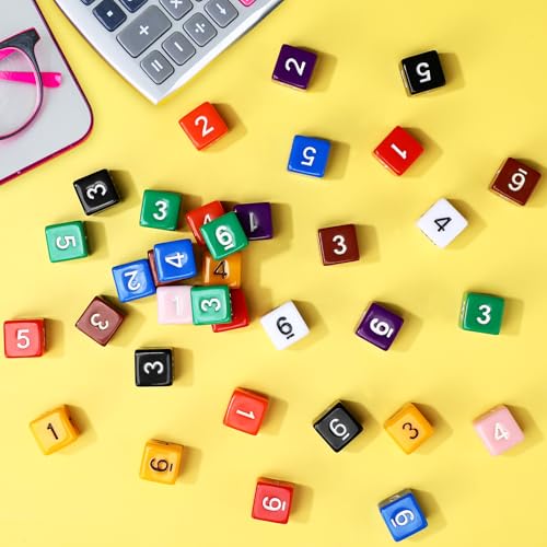 Poen 100 Pcs 16mm Dice Set Bulk 6 Sided Standard Colored Dices with Numbers D6 Polyhedral Games Dice for Board Games Parties Solid Color - Image 5