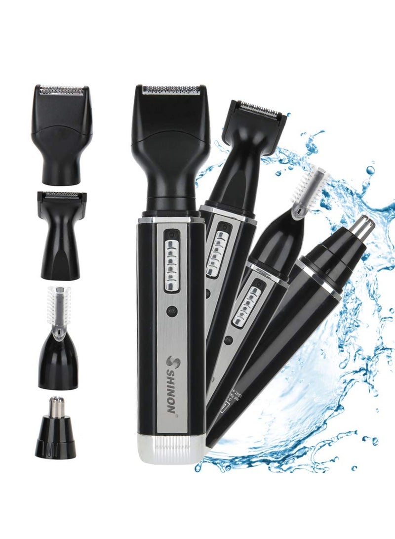 SYOSI Men's Electric Shaving Groomer Set, Waterproof 4 in 1 360 Degree Nose Ear Hair Trimmer Beard Sideburn Eyebrow Underarms Hair Remover with Wet Dry Cleaning System - Image 1