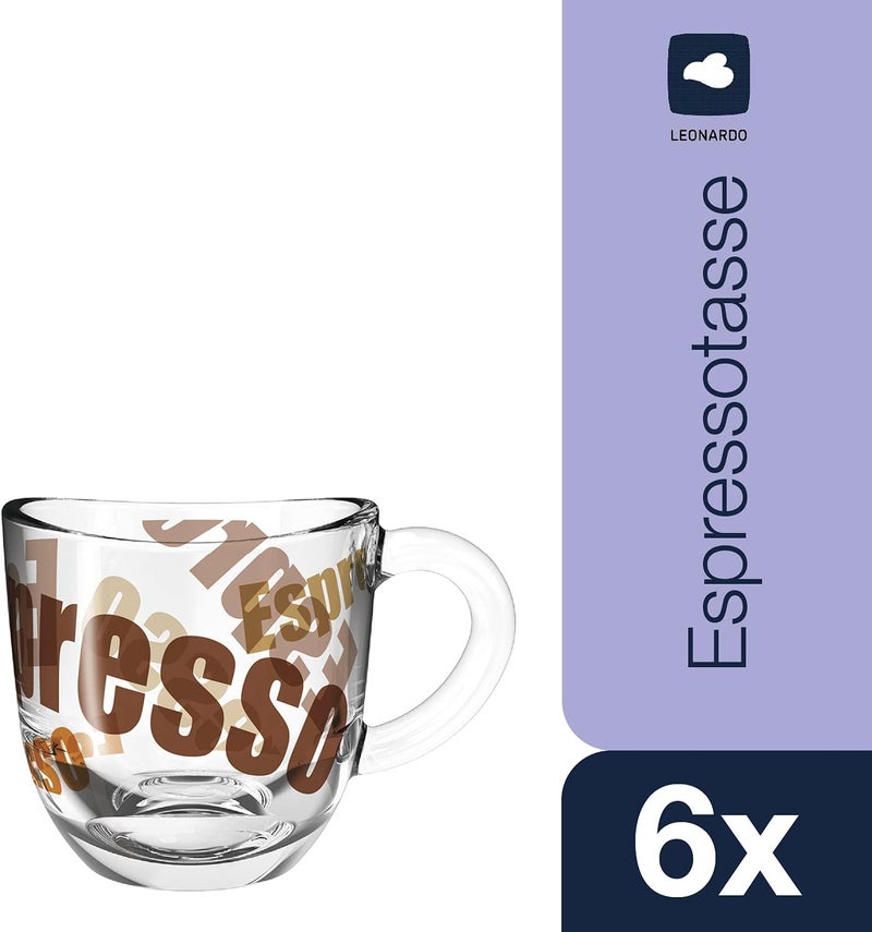 Leonardo Napoli Espresso Cups, Set of 6, Dishwasher Safe Espresso Cups with Motif, Small Coffee Cup, Microwave-Safe, 80 ml, 024234 - Image 2