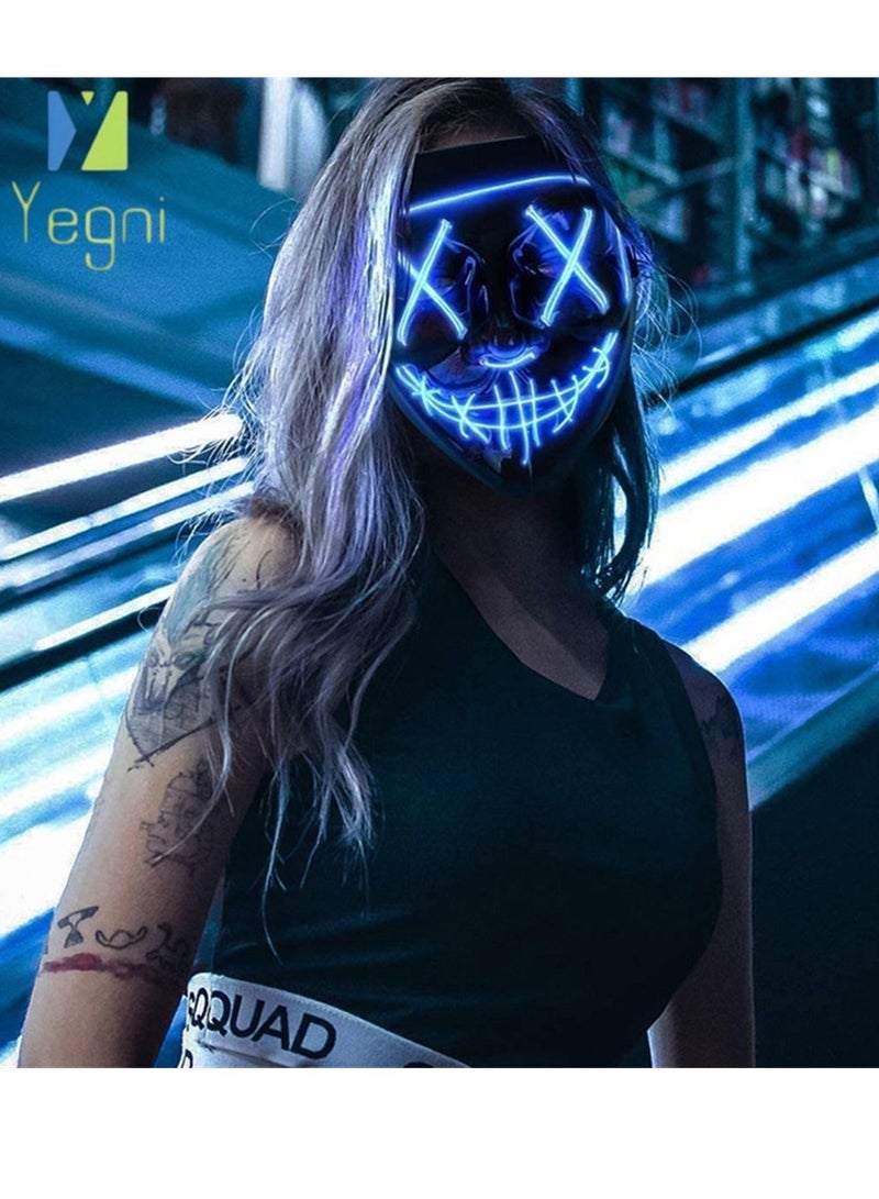 Yegni Blue two-piece luminous mask luminous gloves and V-face LED luminous mask creative party dress-up mask - Image 2
