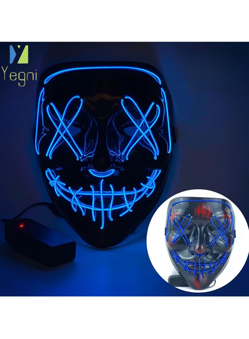 Yegni Blue two-piece luminous mask luminous gloves and V-face LED luminous mask creative party dress-up mask - Image 3