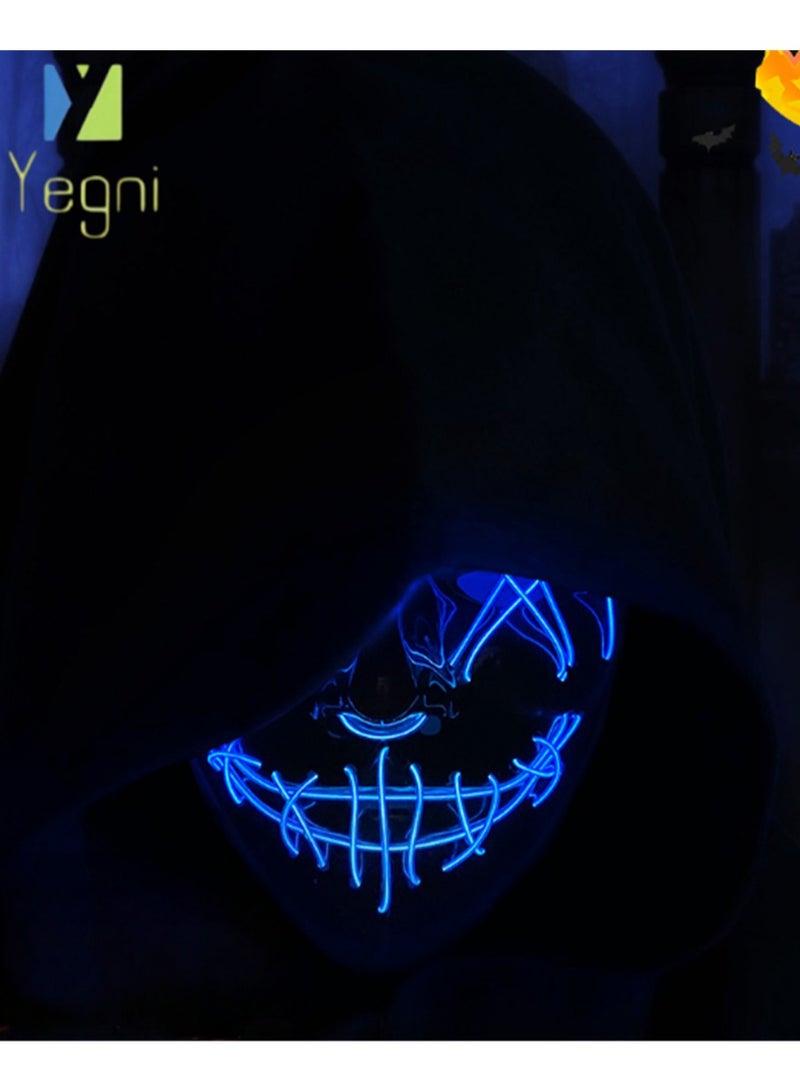 Yegni Blue two-piece luminous mask luminous gloves and V-face LED luminous mask creative party dress-up mask - Image 4