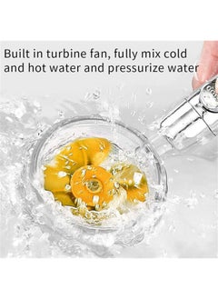 Hydro Shower Jet High Pressure Shower Head - Propeller Driven Shower Head, Vortex Propeller Turbo 360° Rotating Fan Spinning Shower Head with Filter and Pause Switch, Easy to Install (Blue)