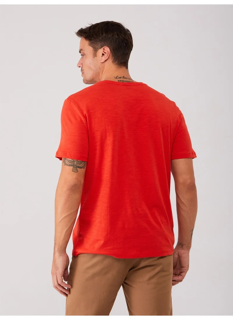 Dufy Orange Men's Slim Fit Crew Neck Tshirt