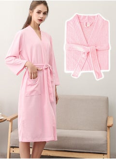 Arabest Fashion Waffle Weave Bathrobes, Couple Robes, Kimono Robes with Soft Shine Pockets Bathrobes Bathrobe Pajamas Bath Towels, Bathroom, Resort Hotel Spa, Great for After Shower or Swim  - Image 1