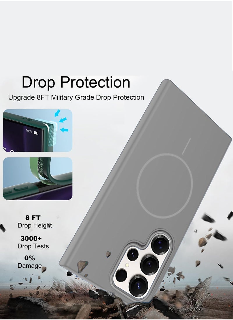 Wtech Samsung Galaxy S25 Ultra 5G 2025 Syndee Series Premium Liquid Silicone Compatible With Thin Magsafe Ring Case Cover - Grey  - Image 3