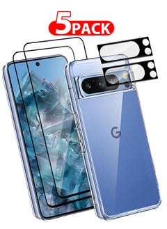 CATANES 5 Packs For Google Pixel 8 Pro TPU Case and 2 Screen Protectors and 2 Camera Lens Protectors Clear Anti-Yellowing Transparent Shockproof Case Scratch Resistant Cover  - Image 1