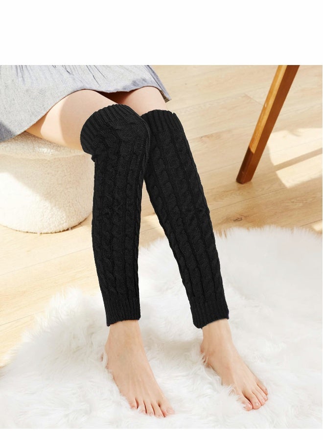 2 Pairs Women Knit Leg Warmers Winter Warm Long Boot Socks - Image 4
