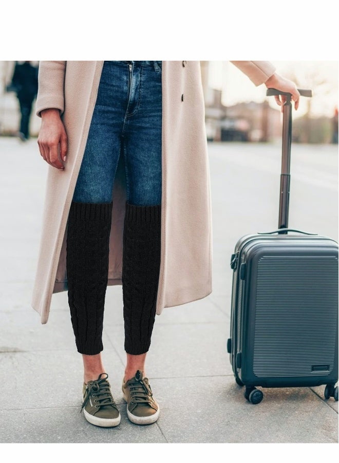 2 Pairs Women Knit Leg Warmers Winter Warm Long Boot Socks - Image 3