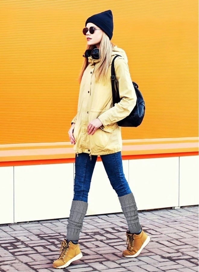 2 Pairs Women Knit Leg Warmers Winter Warm Long Boot Socks - Image 2