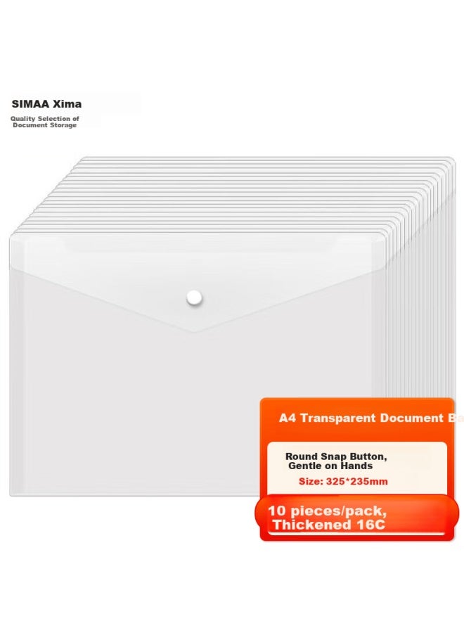 Simaa 10-pack A4 Button Closure Transparent File Folders, Extra Thick Waterproof Exam Paper Doent Storage Pouches, Office File Folders, Office Supplies, Stationery, 21228 - Image 5