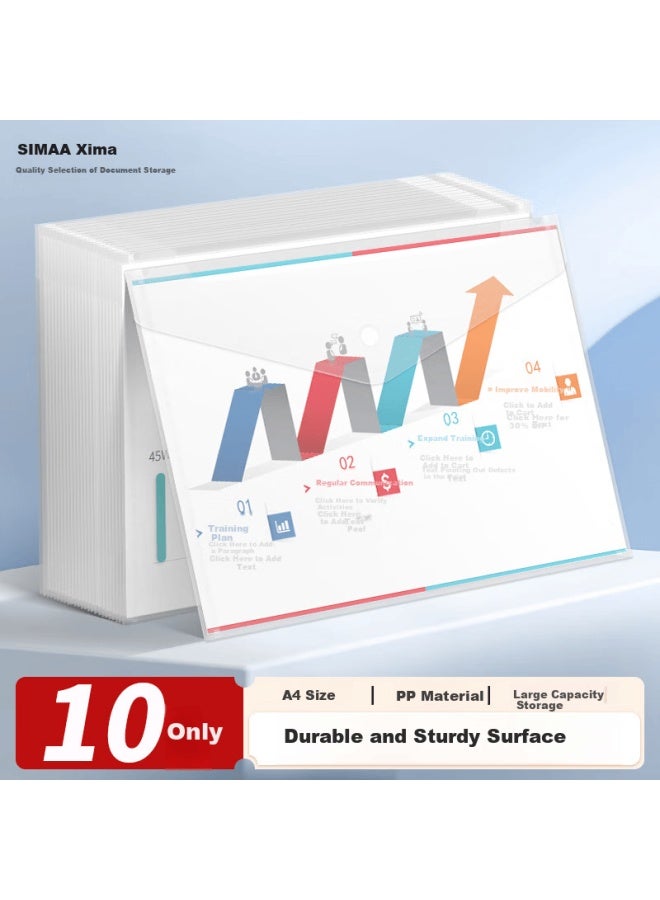 Simaa 10-pack A4 Button Closure Transparent File Folders, Extra Thick Waterproof Exam Paper Doent Storage Pouches, Office File Folders, Office Supplies, Stationery, 21228 - Image 1