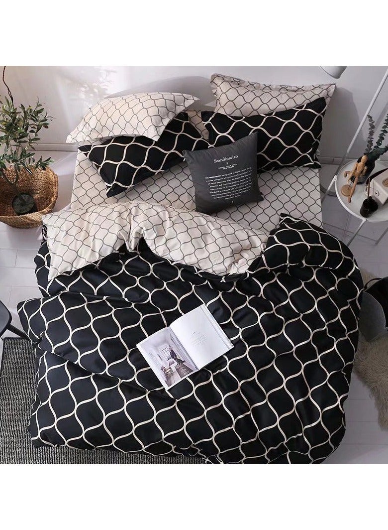 AL RAID Single Size Bed Sheet Set| Cozy, Durable & Easy Care Bedding | 4PCS Bedding Set Includes 1 Duvet Cover 160x210 cm, 1 Fitted Sheet 120x200+20 cm, 2 Pillowcases 50x75 cm | Soft & Durable Bedding